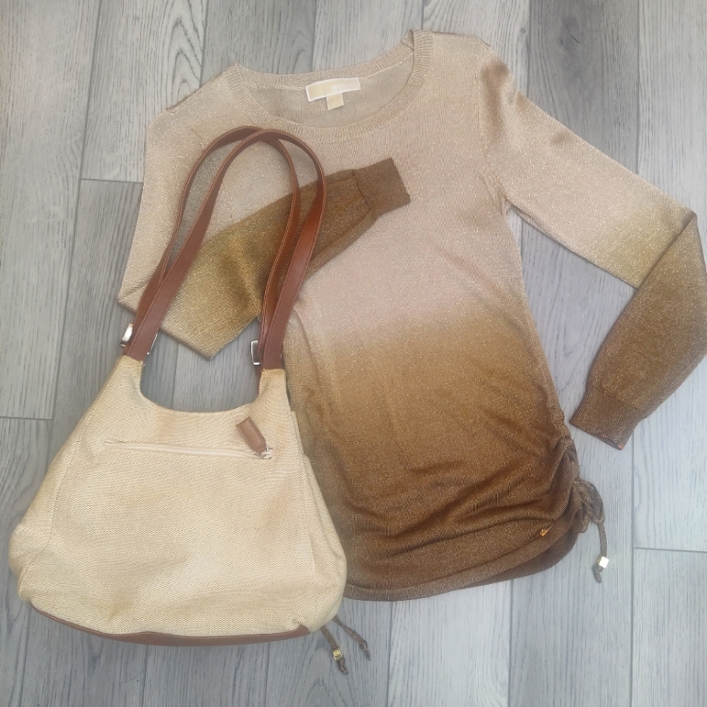 2 piece Michael Kors Ombre Sparkly Top sz S and Mondani New York Purse.